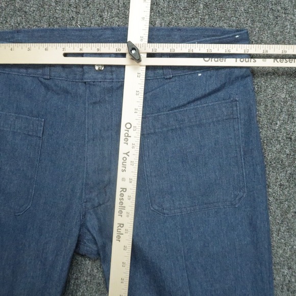 VINTAGE Seafarer Jeans Men 34x31 Blue Bell Bottom Wide Leg Navy Denim - Picture 8 of 12